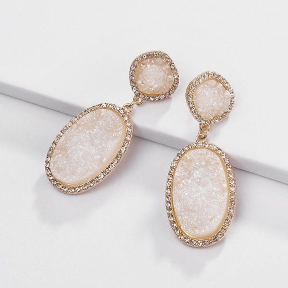 Anthropologie Jewelry - Anthropologie Crystal Druzy Quartz Earrings